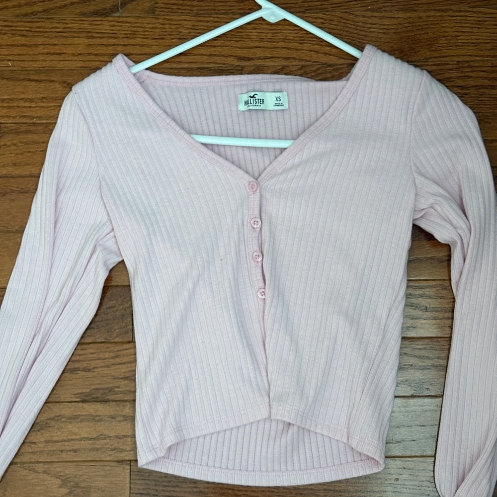 Hollister Pink Ribbed Long Sleeve Top NWOT